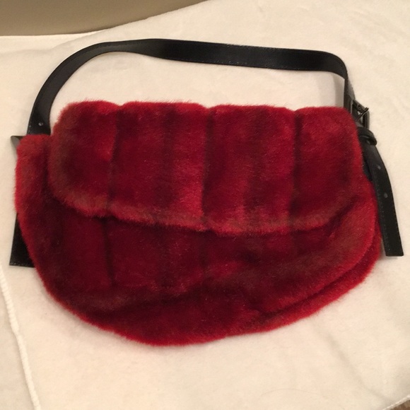 red fur handbag